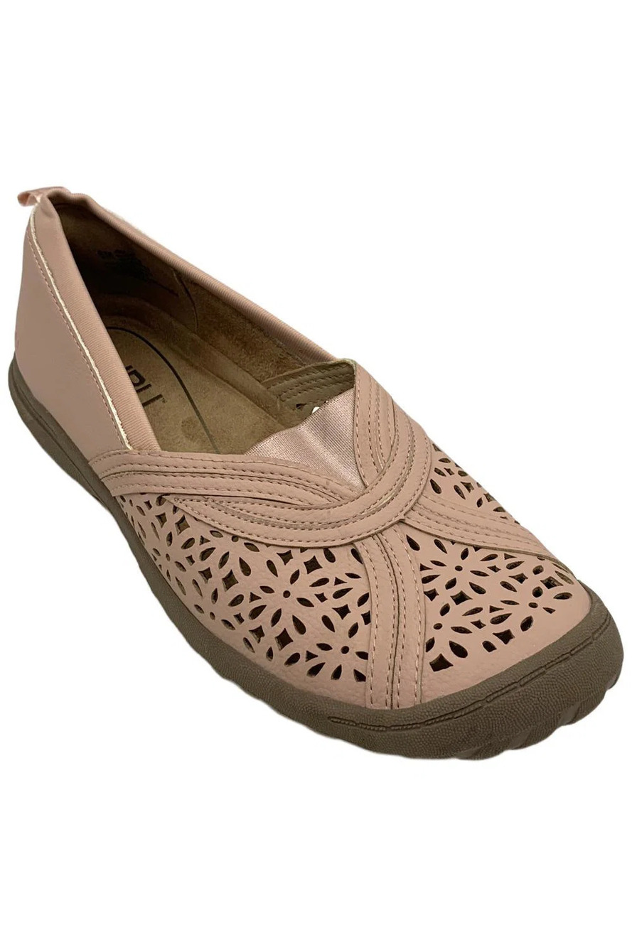 JBU Women's Peony Casual Step-In Comfort Flats Rose Smoke - Wide